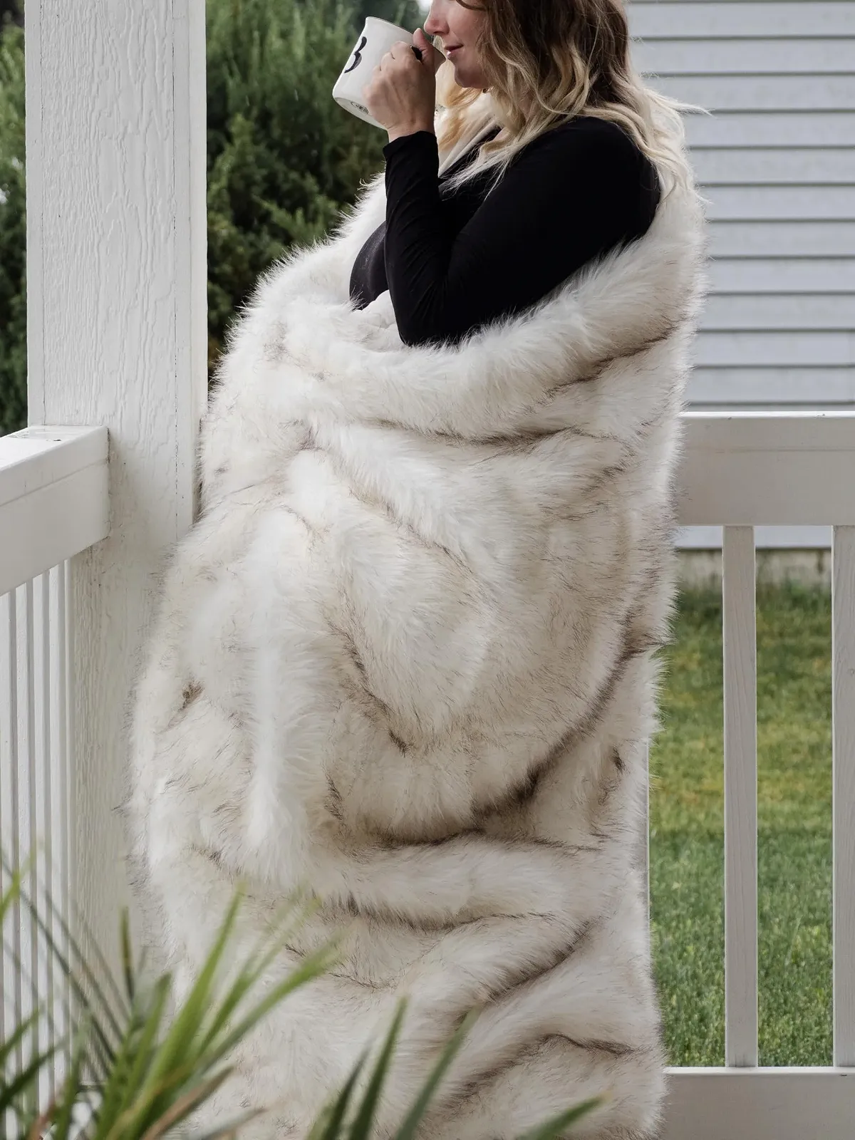 Покривало Battilo Luxury зі штучного хутра, велика, 150 x 200 см, біла, фото №5