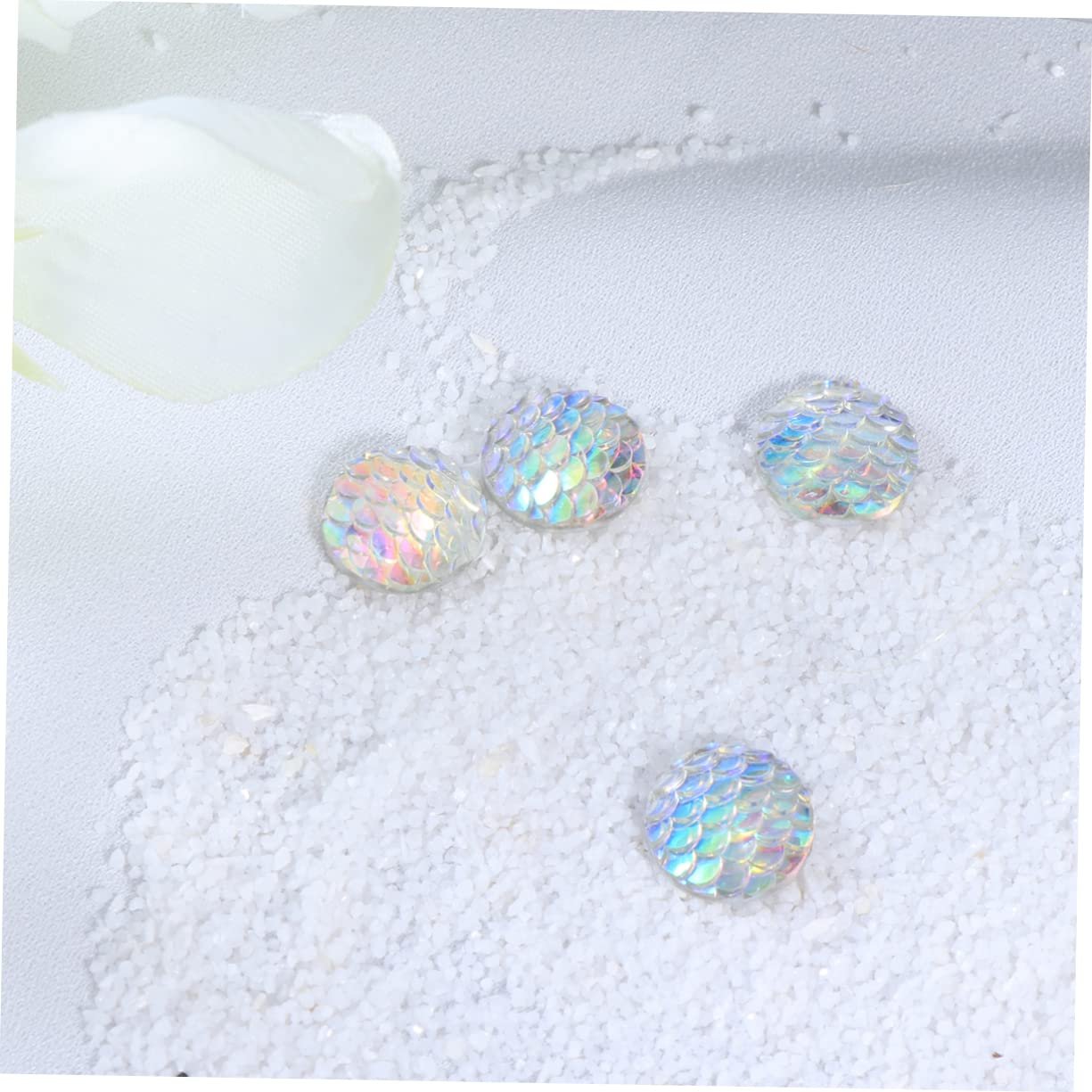 Стрази з смоли COHEALI круглі райдужні, багатогранні, глянцеві, з плоскою задньою частиною для DIY прикрас, одягу, сумок, 50 шт., фото №2