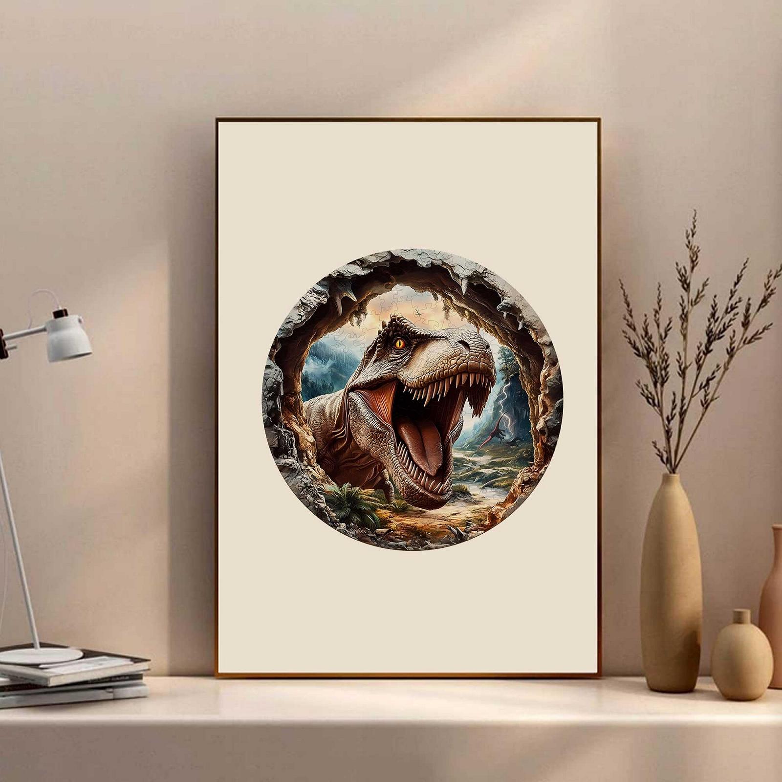 Дерев'яний 3D-пазл T-Rex Dinosaur 300 елементів Дерев'яна коробка Міні-мольберт, фото №7