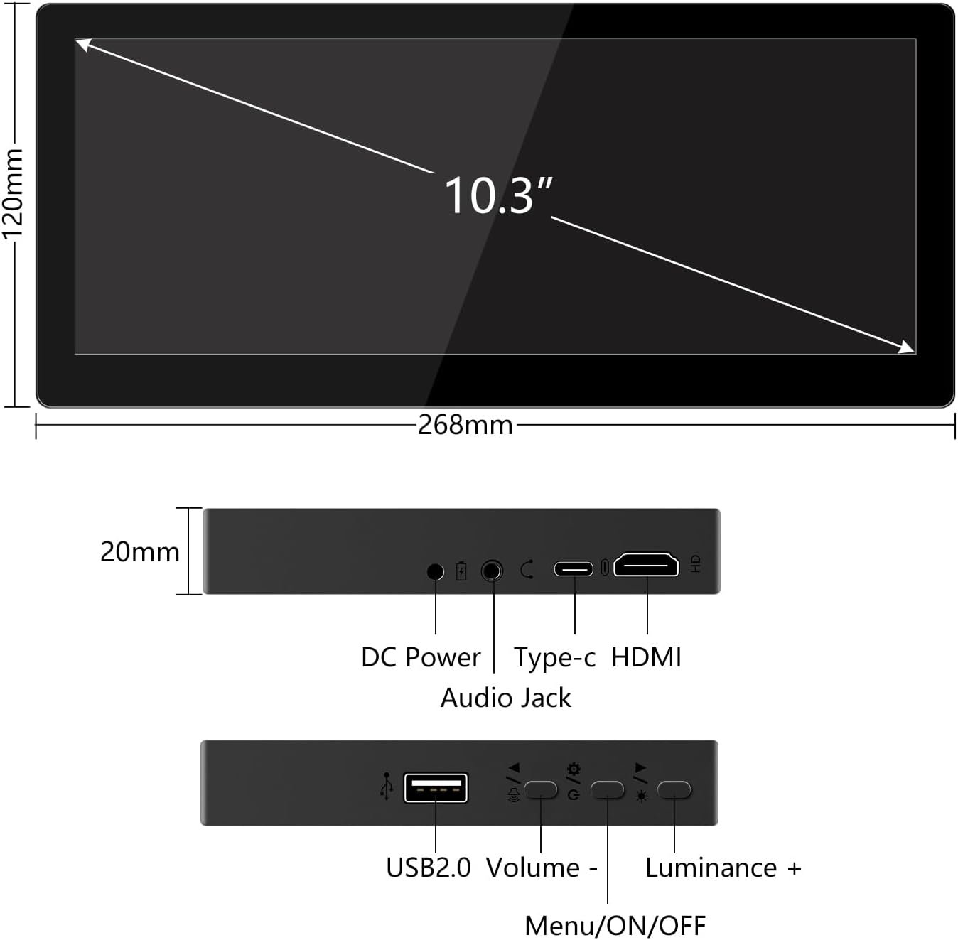 Монитор портативный 10.3" Ulrhzar HD-103 Full HD IPS 60 Гц, фото №8 Монитор портативный 10.3" Ulrhzar HD-103 Full HD IPS 60 Гц, фото №8