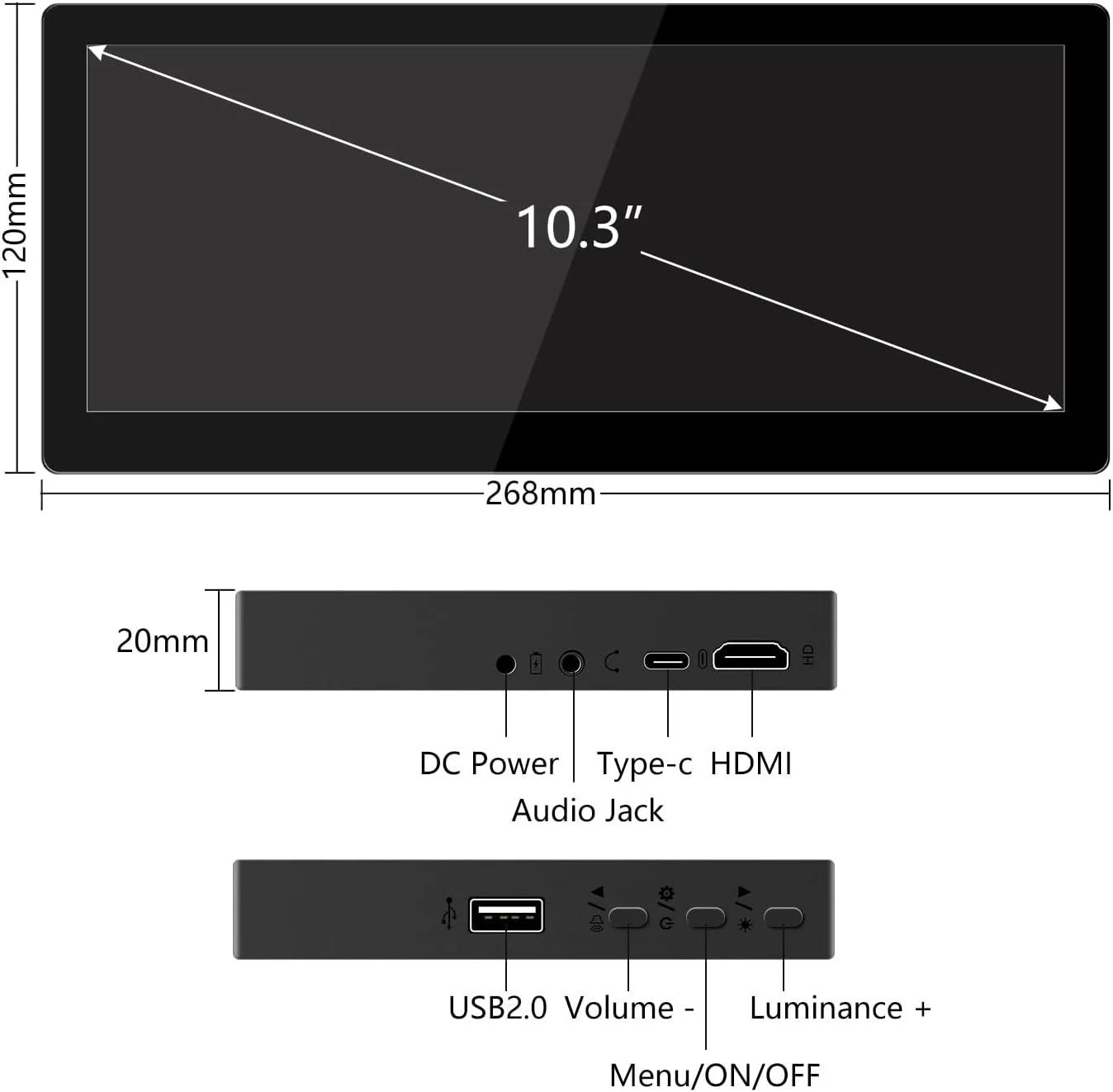 Монитор портативный 10.3" Ulrhzar HD-103 Full HD IPS 60 Гц, фото №8