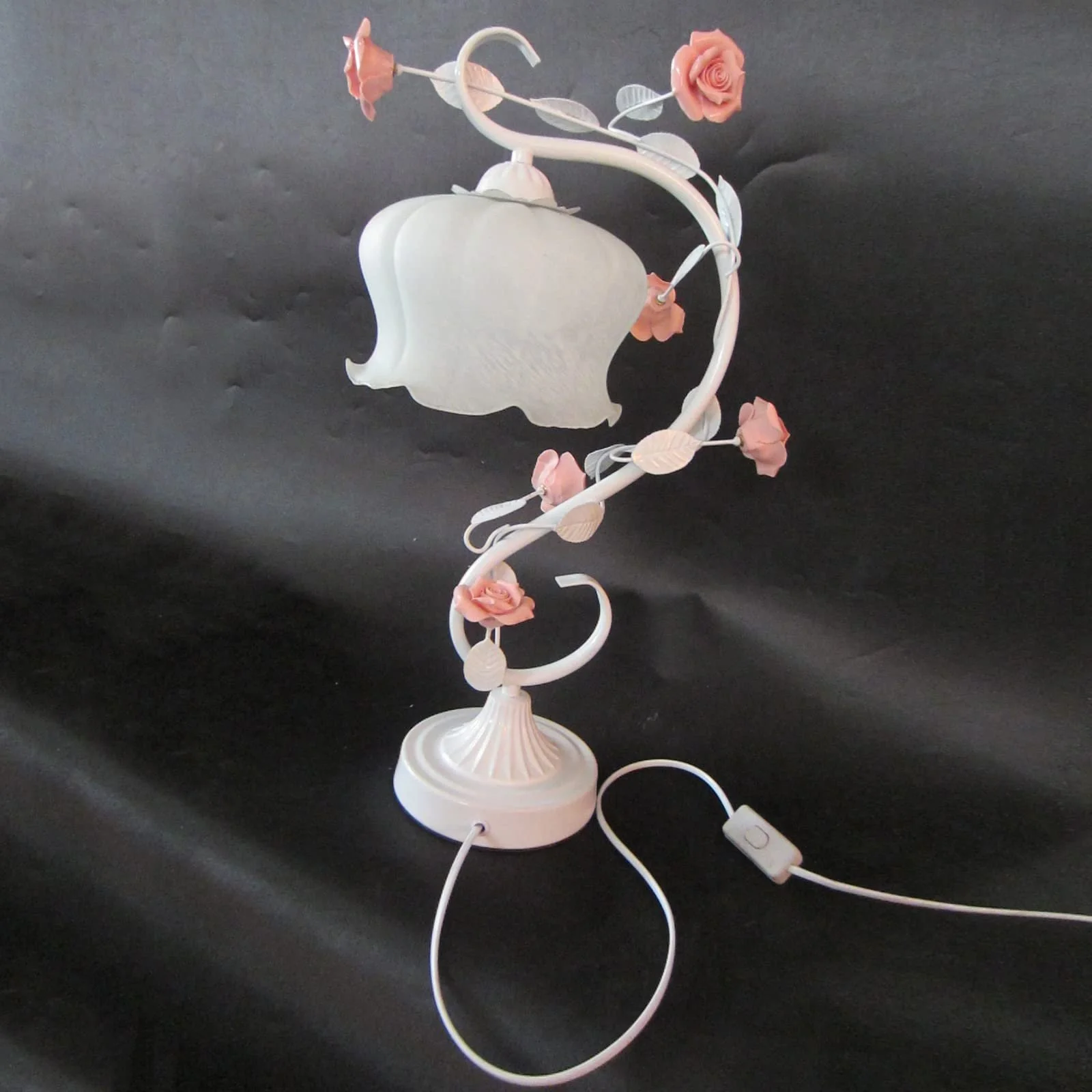 Настільна лампа Ceramic Rose Handmade Біла E27, фото №7