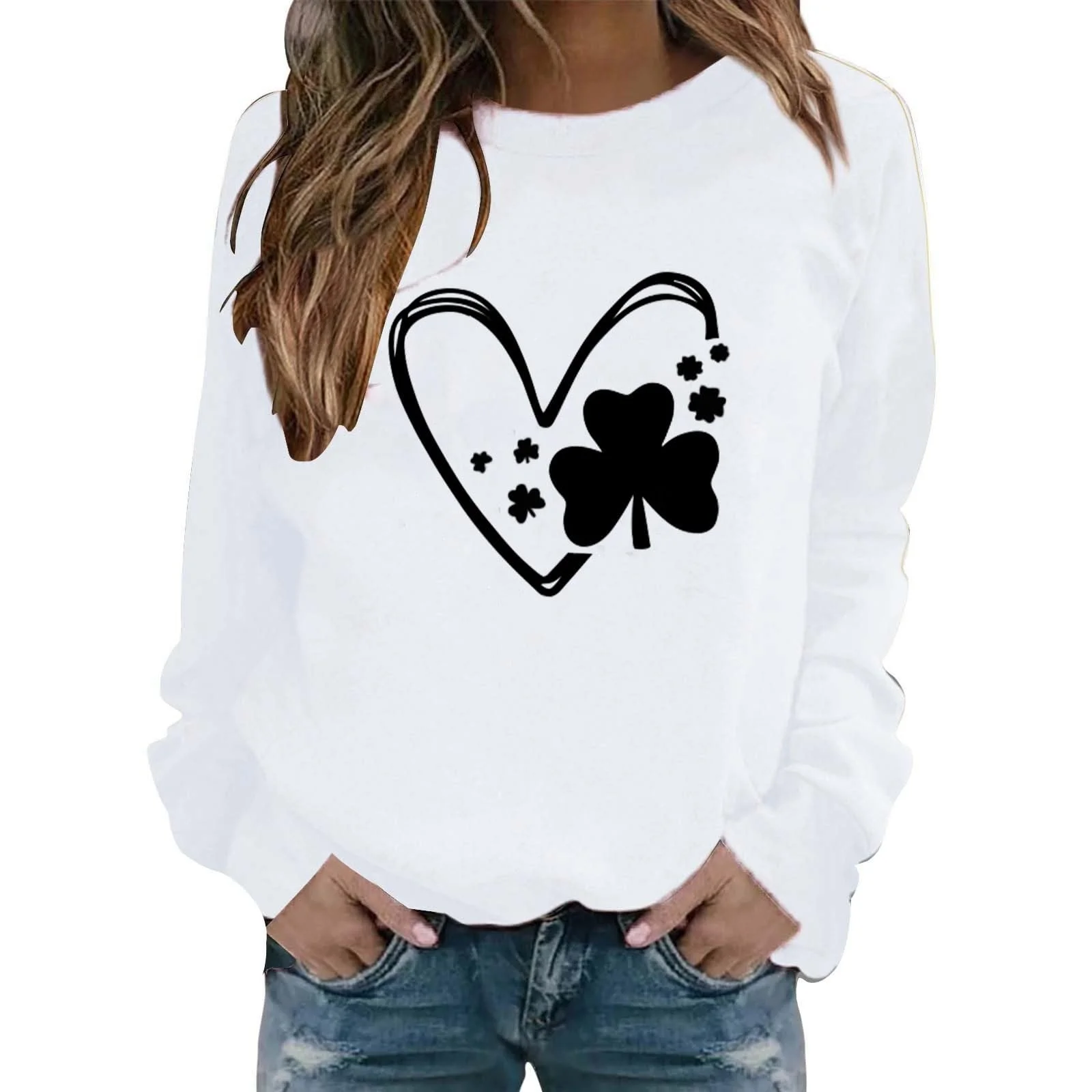 Толстовка HUIFUAO Женская День Святого Патрика Зеленый Клевер Шляпа Однотонный Цвет Ирландия Фестиваль Пуловер Мода Длинный Рукав Круглый Вырез, фото №1 Толстовка HUIFUAO Женская День Святого Патрика Зеленый Клевер Шляпа Однотонный Цвет Ирландия Фестиваль Пуловер Мода Длинный Рукав Круглый Вырез, фото №1