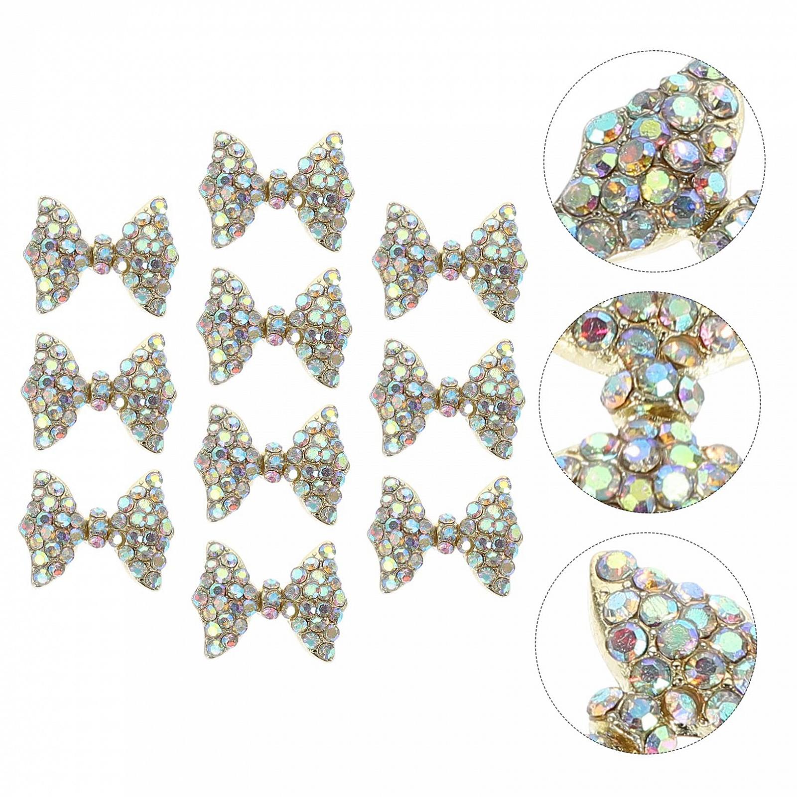 Подвески для ногтей MERRYHAPY Форма бантика, 10 штук, украшения для маникюра для женщин, украшения для ногтей для натуральных и искусственных ногтей, фото №8