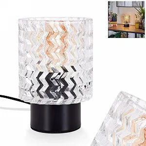 Настільна лампа Falgorosa Метал / Скло Modern Vintage Retro 11 см 1 x E27 Чорний/Прозорий - Фото 1