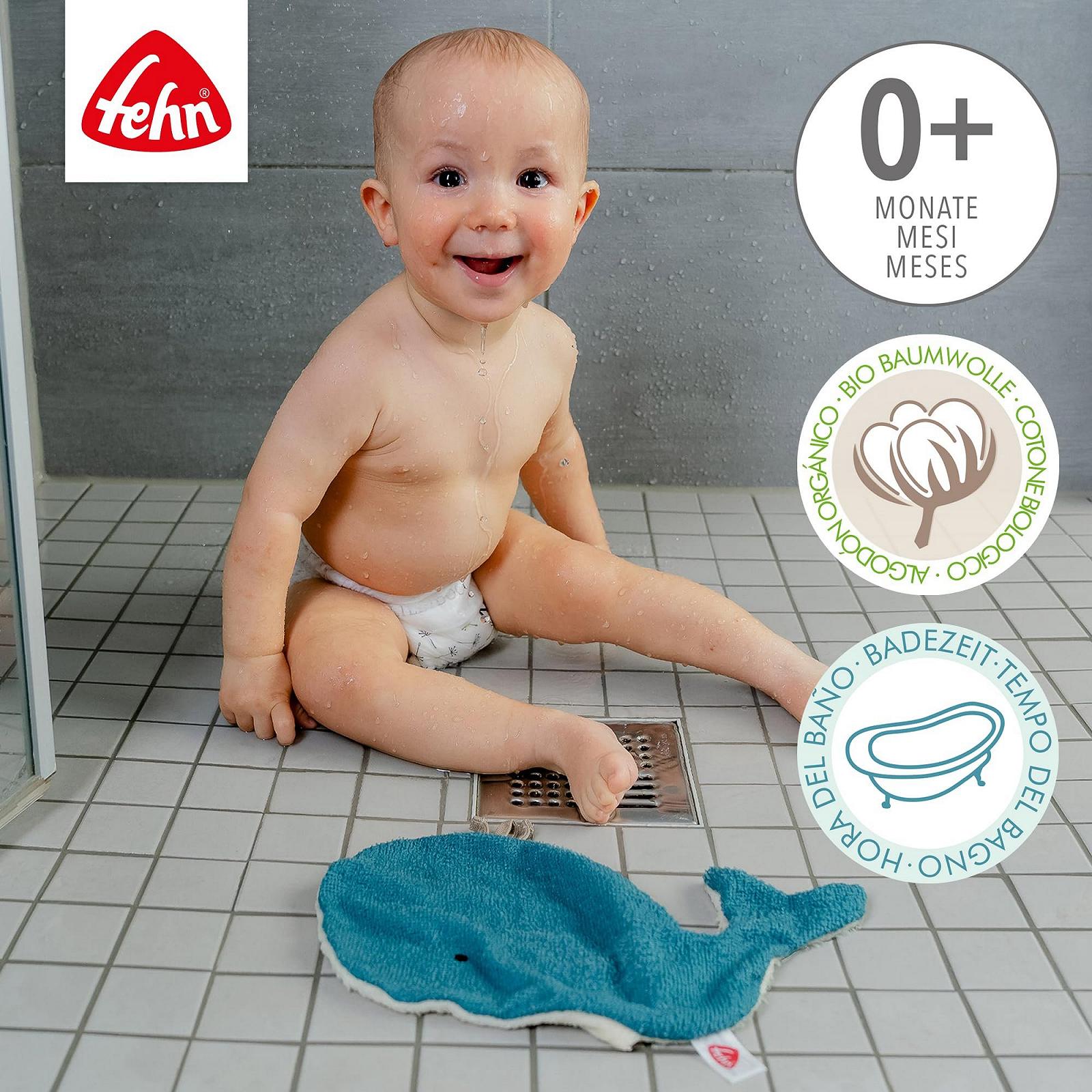 Полотенце для ванной Fehn Baby Whale с капюшоном и рукавичкой, фото №3