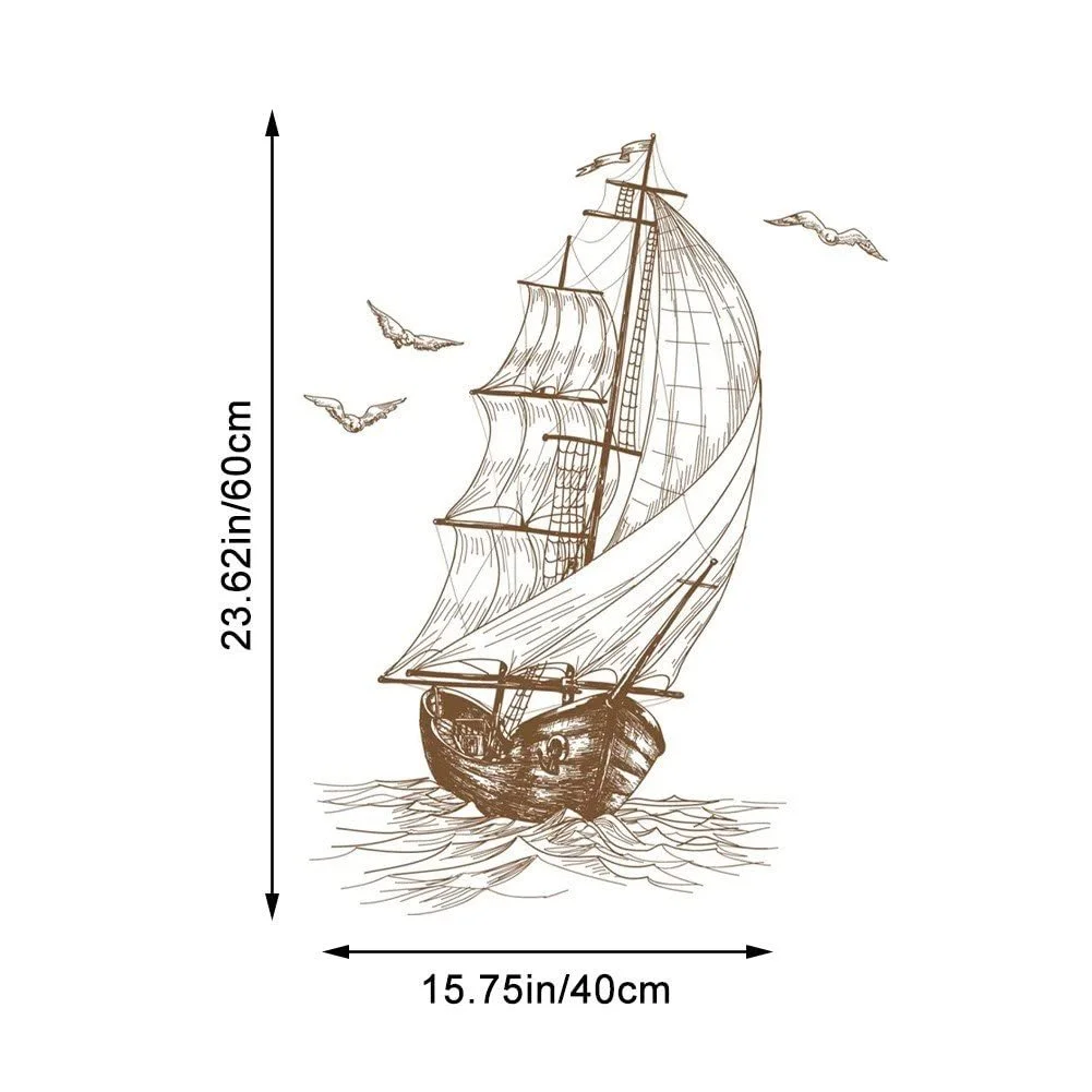 Наклейка на стіну Вітрильник Ретро-ескіз 40 x 60 см ПВХ, фото №7 Наклейка на стіну Вітрильник Ретро-ескіз 40 x 60 см ПВХ, фото №7
