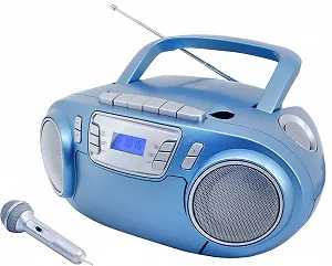 FM-радіоприймач Soundmaster SCD5800BL з CD MP3 касетним магнітофоном LED USB мікрофоном і функцією караоке зі світловими ефектами - Фото 1