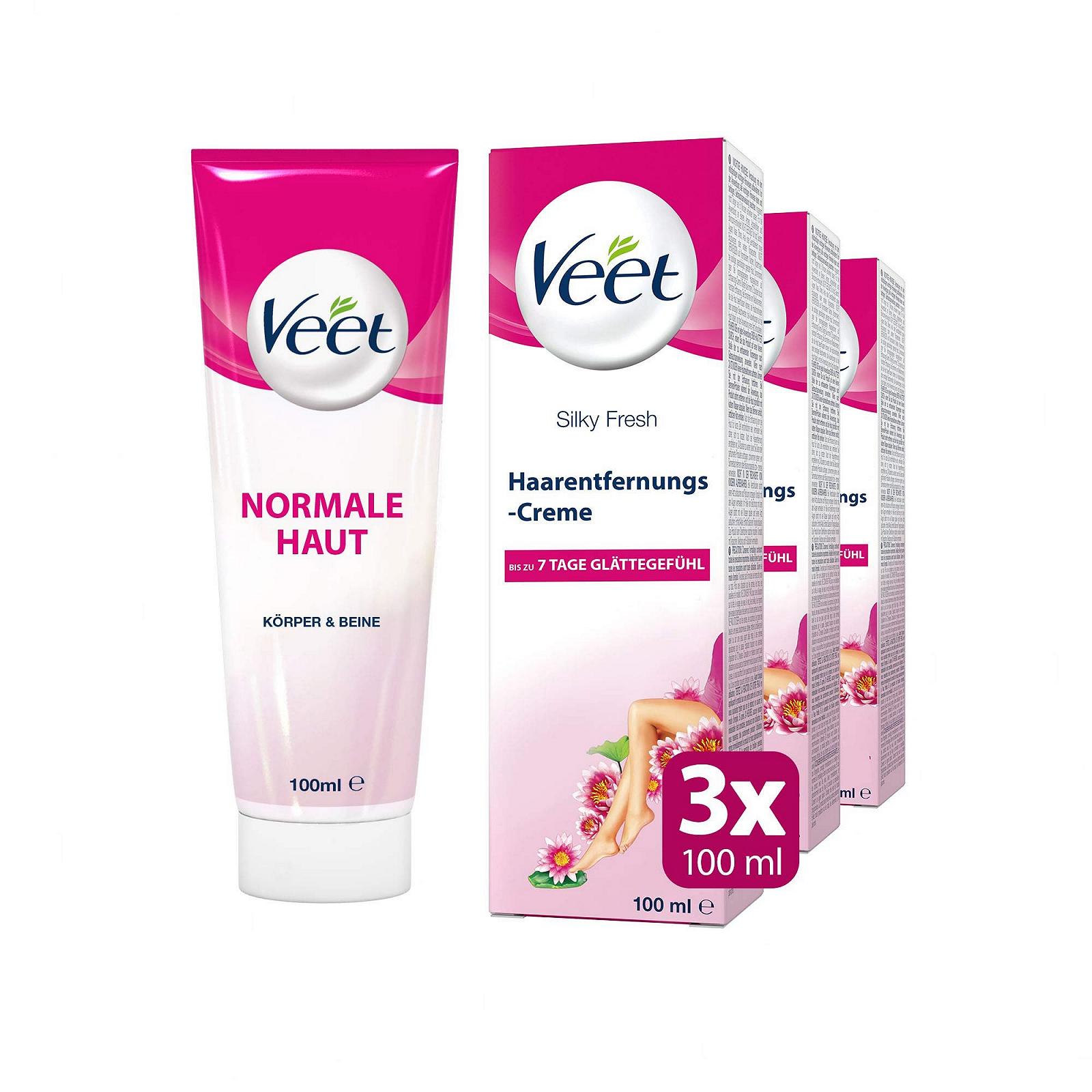 Крем для депиляции Veet Silk & Fresh 3 x 100 мл для нормальной кожи, фото №1