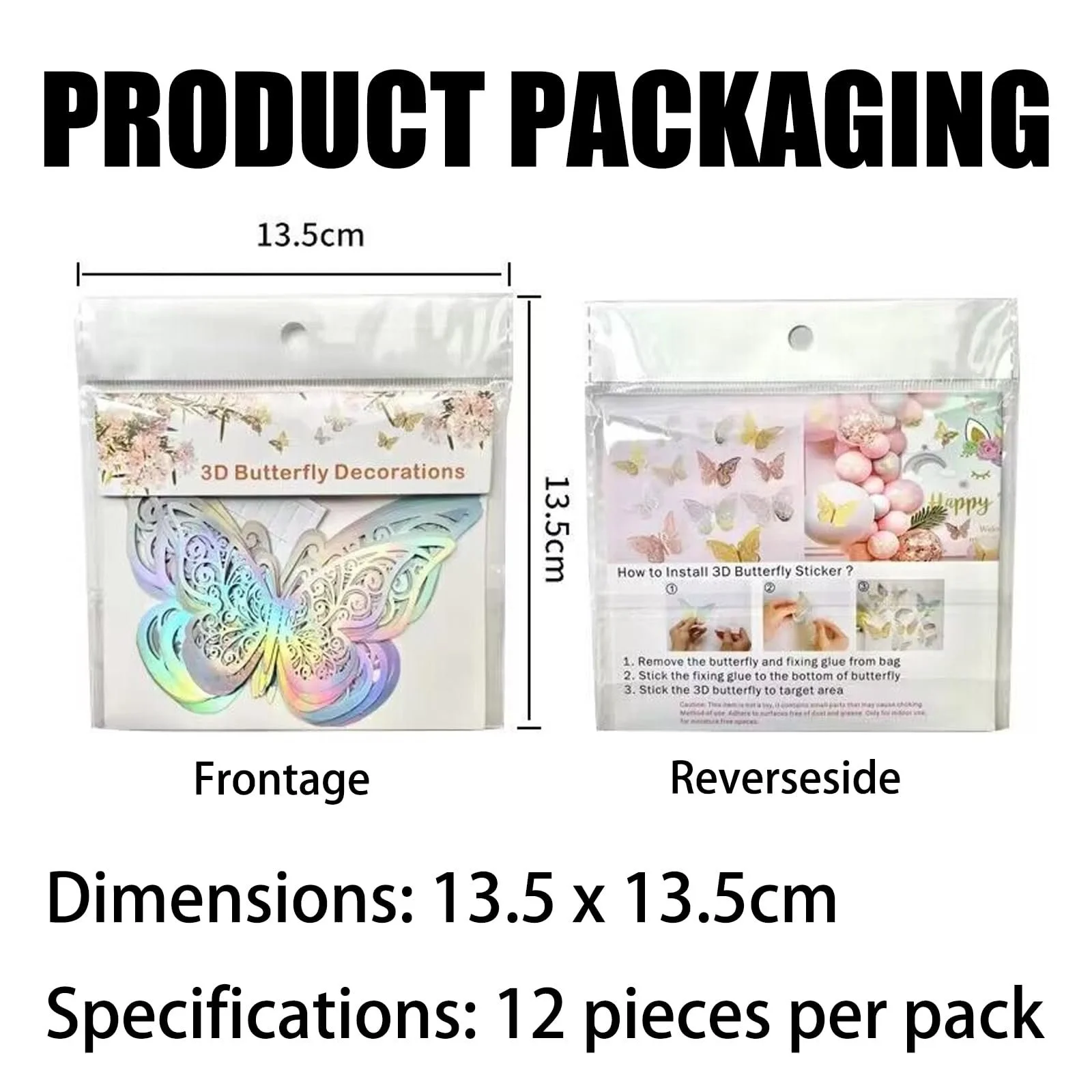 Наклейки на стіну 72 шт. 3D Метелики 3 розміри Багатоколірні, фото №5 Наклейки на стіну 72 шт. 3D Метелики 3 розміри Багатоколірні, фото №5