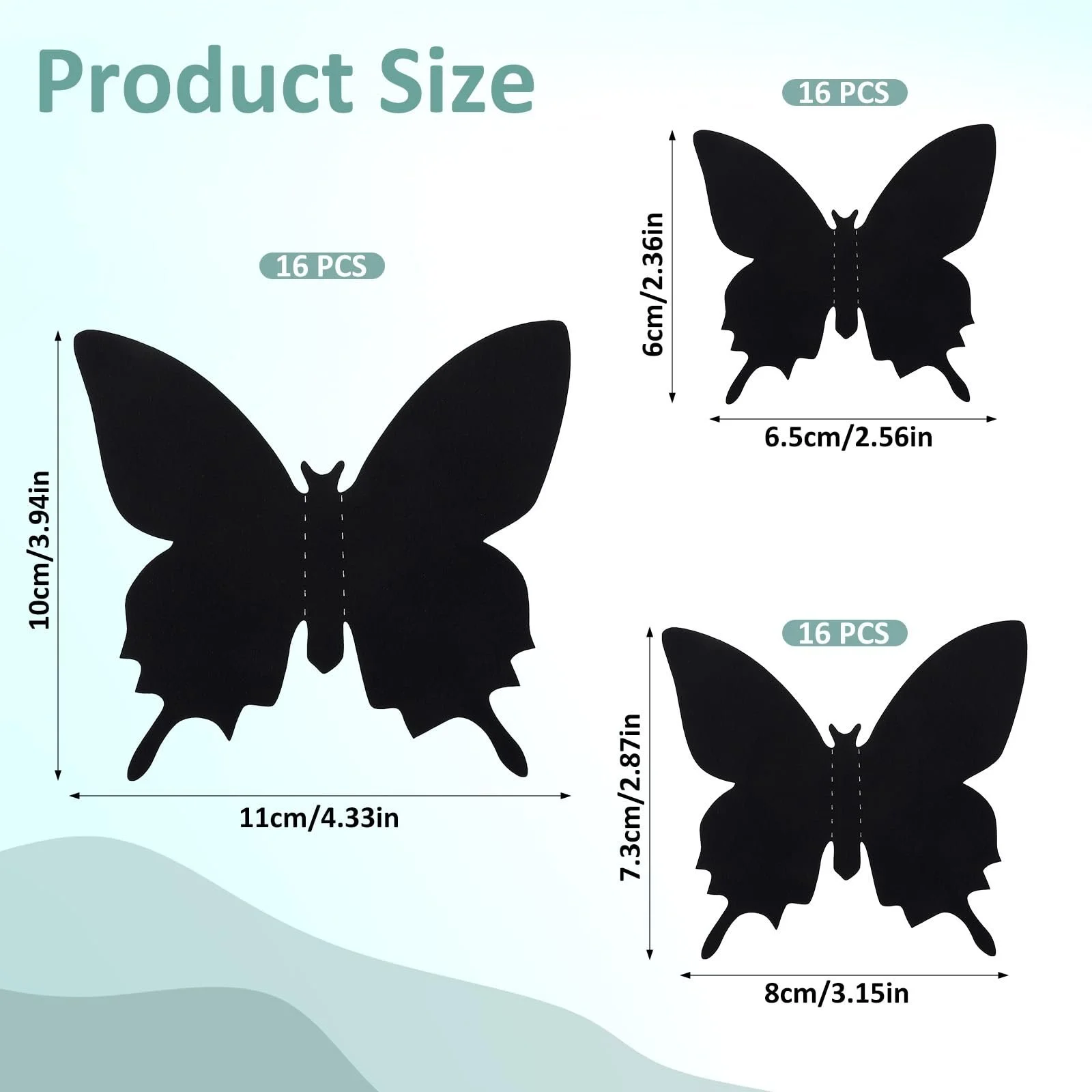 Набір наклейок на стіну 3D Метелики 48 штук Чорний, фото №3 Набір наклейок на стіну 3D Метелики 48 штук Чорний, фото №3