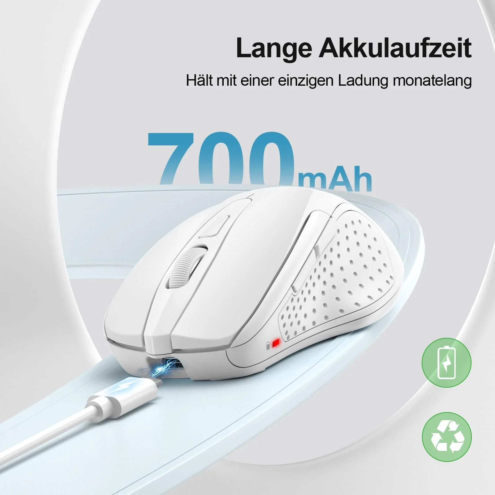 Миша Bluetooth TECKNET Бездротова Перезаряджувана 4800 DPI Ергономічна Тиха Біла, фото №2 Миша Bluetooth TECKNET Бездротова Перезаряджувана 4800 DPI Ергономічна Тиха Біла, фото №2