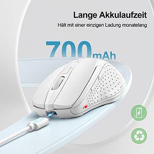 Мышь Bluetooth TECKNET Беспроводная Перезаряжаемая 4800 DPI Эргономичная Тихая Белая synthetic.ua - Фото 1