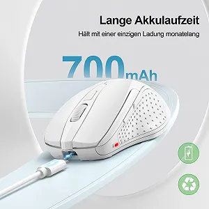 Миша Bluetooth TECKNET Бездротова Перезаряджувана 4800 DPI Ергономічна Тиха Біла synthetic.ua - Фото 1