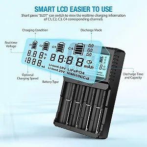 Універсальний Зарядний Пристрій POWXS для акумуляторів Li-Ion Lithium IMR NI-MH NI-Cd AA AAA C 26650 21700 18650 16340 14500 10440 RCR123 synthetic.ua - Фото 1
