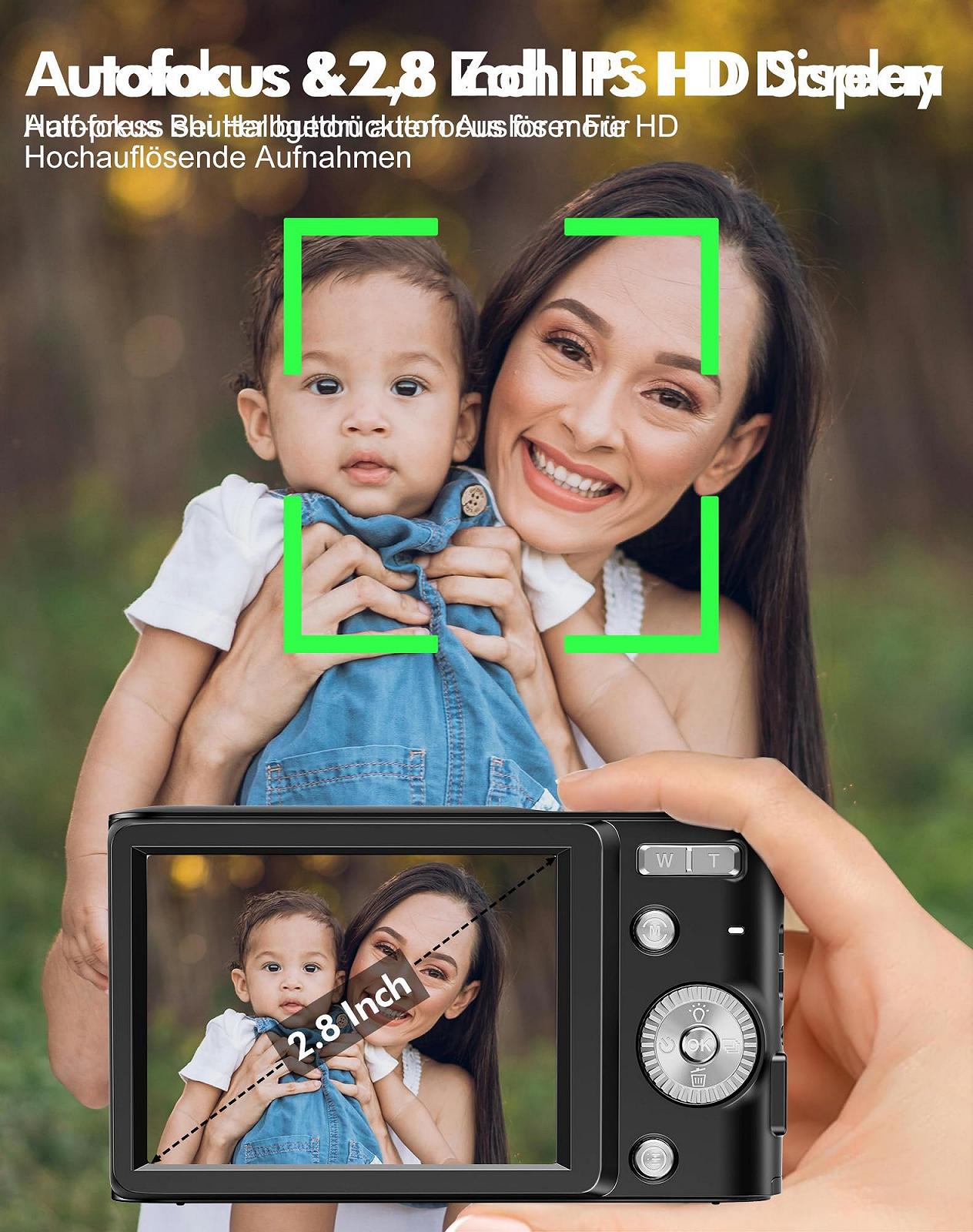 Цифровой фотоаппарат 4K 50MP Автофокус 32GB SD-карта 2,8-дюймовый экран HUD 16-кратный цифровой зум 1 Батарея Черный, фото №2