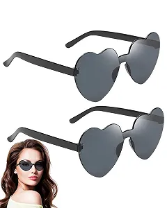 Солнцезащитные очки TPZORJX Форма сердца, 2 шт, Черный - Фото 1