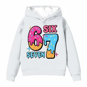 Худи 67 Meme, для девочек, с длинными рукавами, с принтами 67, пуловер, повседневные свитшоты, преппи, уличная одежда, для девочек и мальчиков, джемпер для отдыха - Фото 1