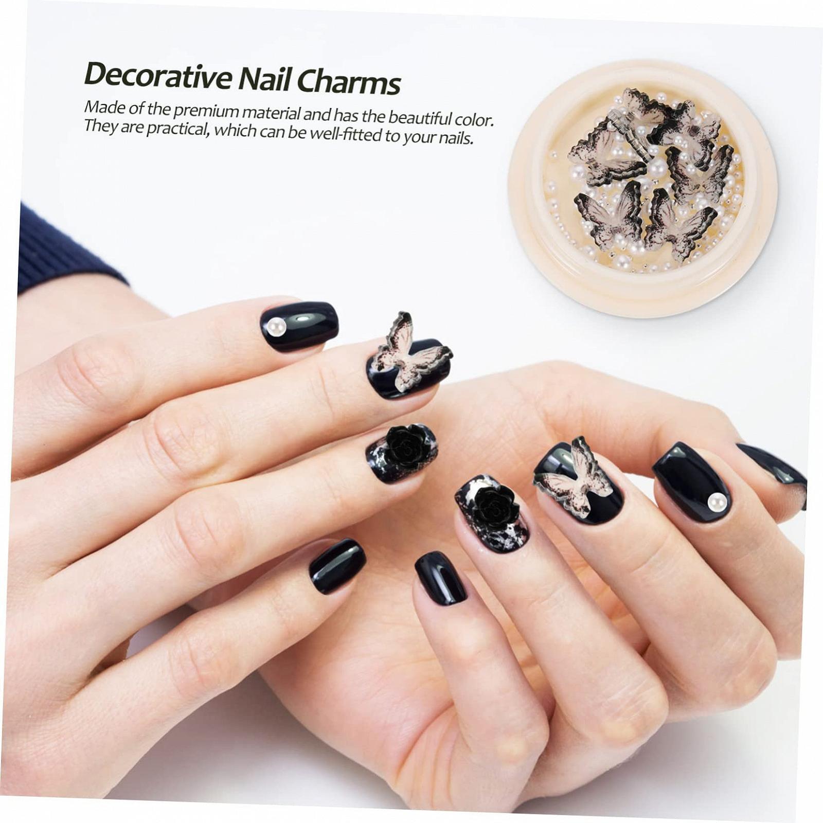 Украшения для ногтей Healvian Бриллианты Черная отделка Жемчуг Аксессуары Ювелирные изделия DIY Маникюр DIY Розы Стальной шар Декор Стразы Смола, фото №4