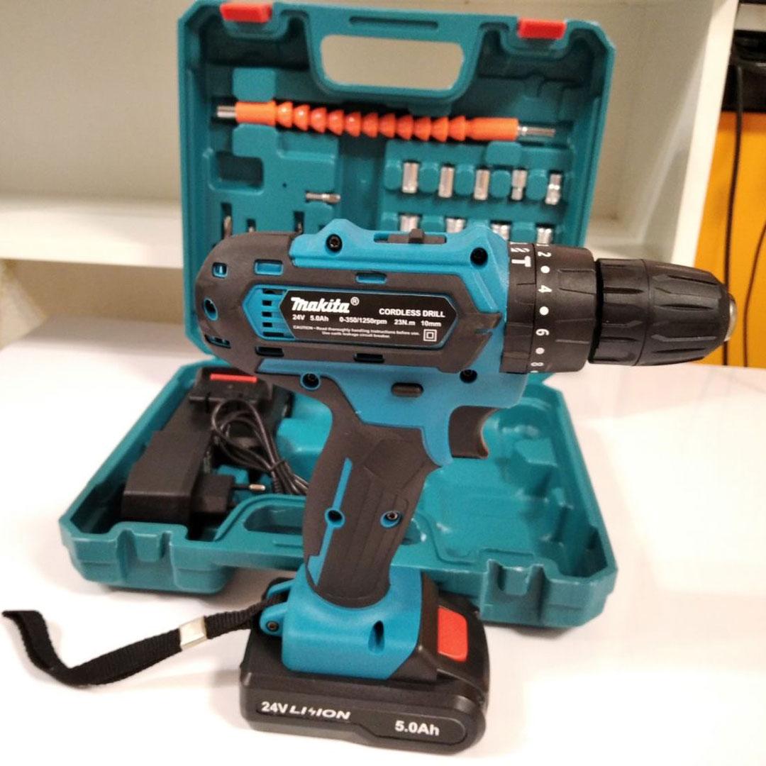 Шуруповёрт Makita 550 DWE 24V 5A/h li-ion 2 аккумулятора Макита 550dwe с набором инструментов, фото №4