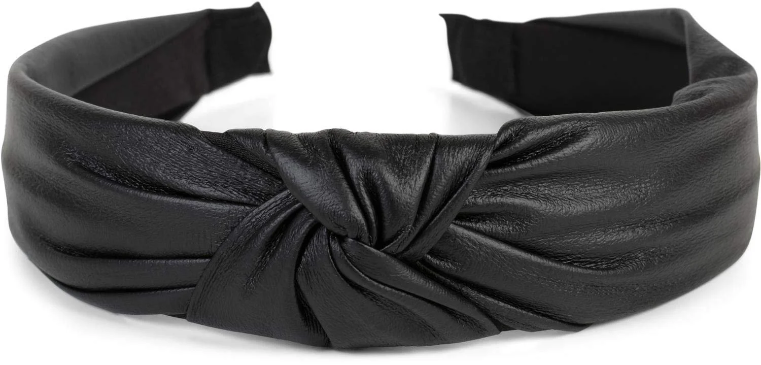 Обруч styleBREAKER з вузлом, штучна шкіра, ретро стиль, чорний, фото №2