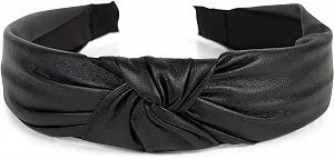 Обруч styleBREAKER з вузлом, штучна шкіра, ретро стиль, чорний synthetic.ua - Фото 1