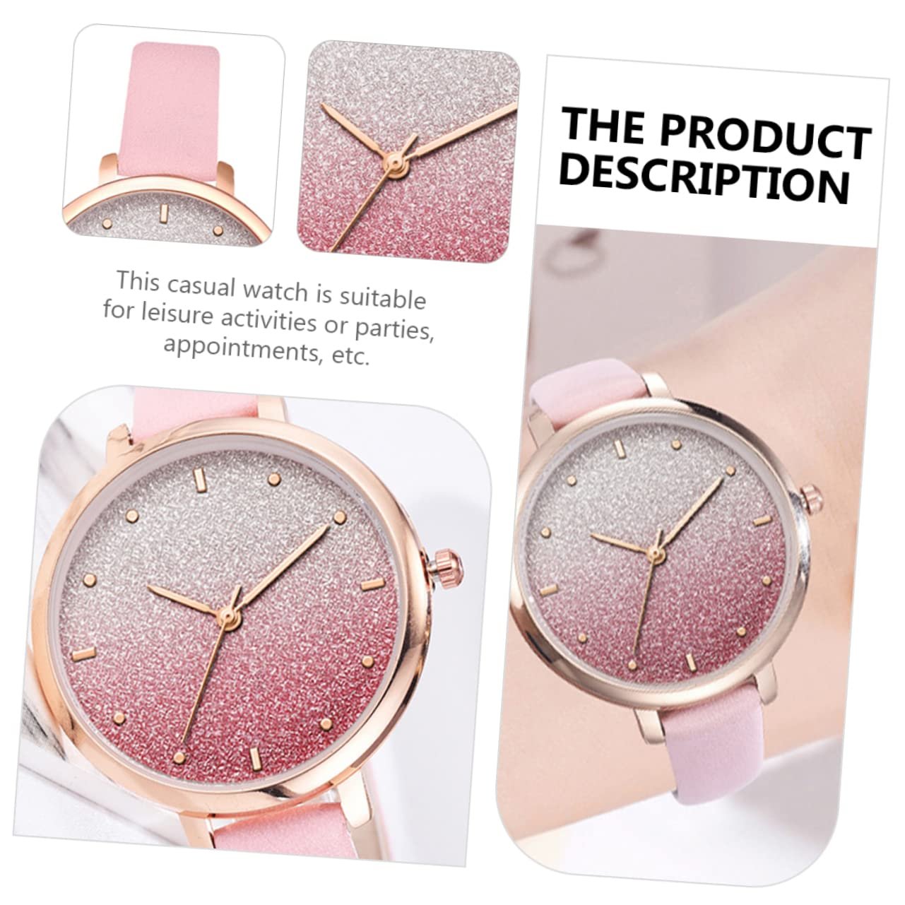 Женские Кварцевые Часы PartyKindom С Модным Ремнем PU Кожи Аналоговые Для Досуга и Вечеринок, фото №3 Женские Кварцевые Часы PartyKindom С Модным Ремнем PU Кожи Аналоговые Для Досуга и Вечеринок, фото №3