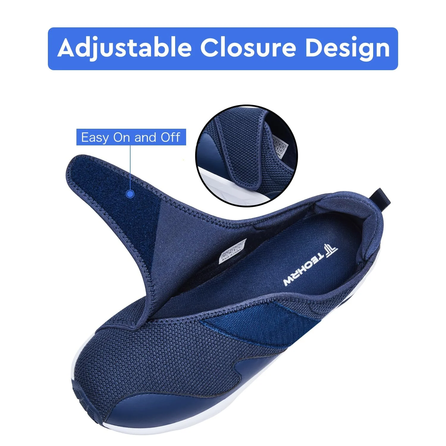 Чоловічі діабетичні кросівки широкої посадки з регульованою застібкою для набряклих ніг, фото №3