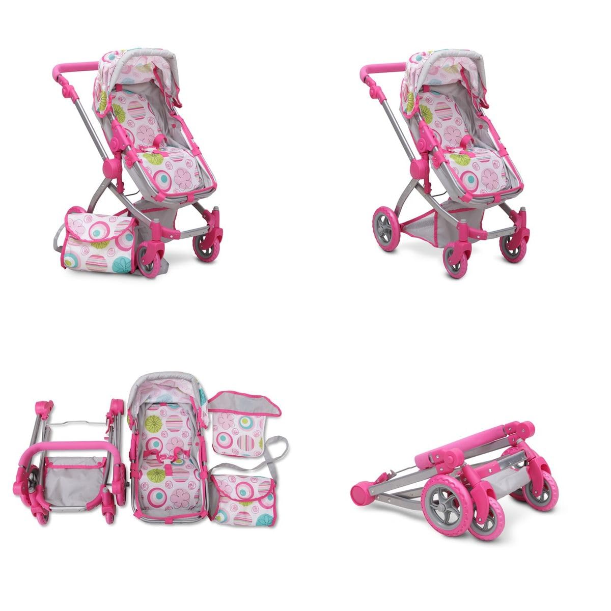 Коляска Moni 9651B Регульована Ручка Козирок Сумка Рожевий, фото №6