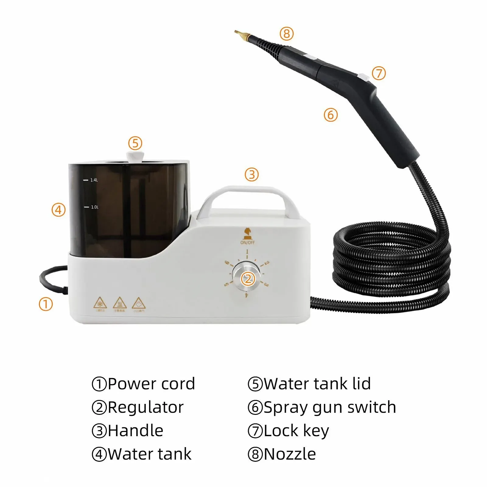 Пароочисник портативний 2600W 3.5 Bar 100 °C 6 рівнів потужності з резервуаром 1.4L, фото №5