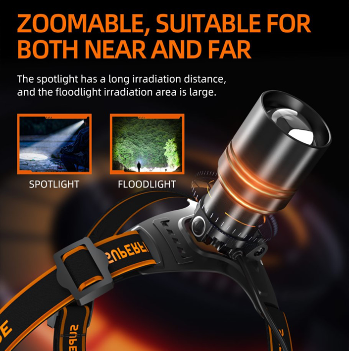 Фонарь налобный аккумуляторный масштабируемый HL71 SuperFire 500 Lumen IP43, фото №5