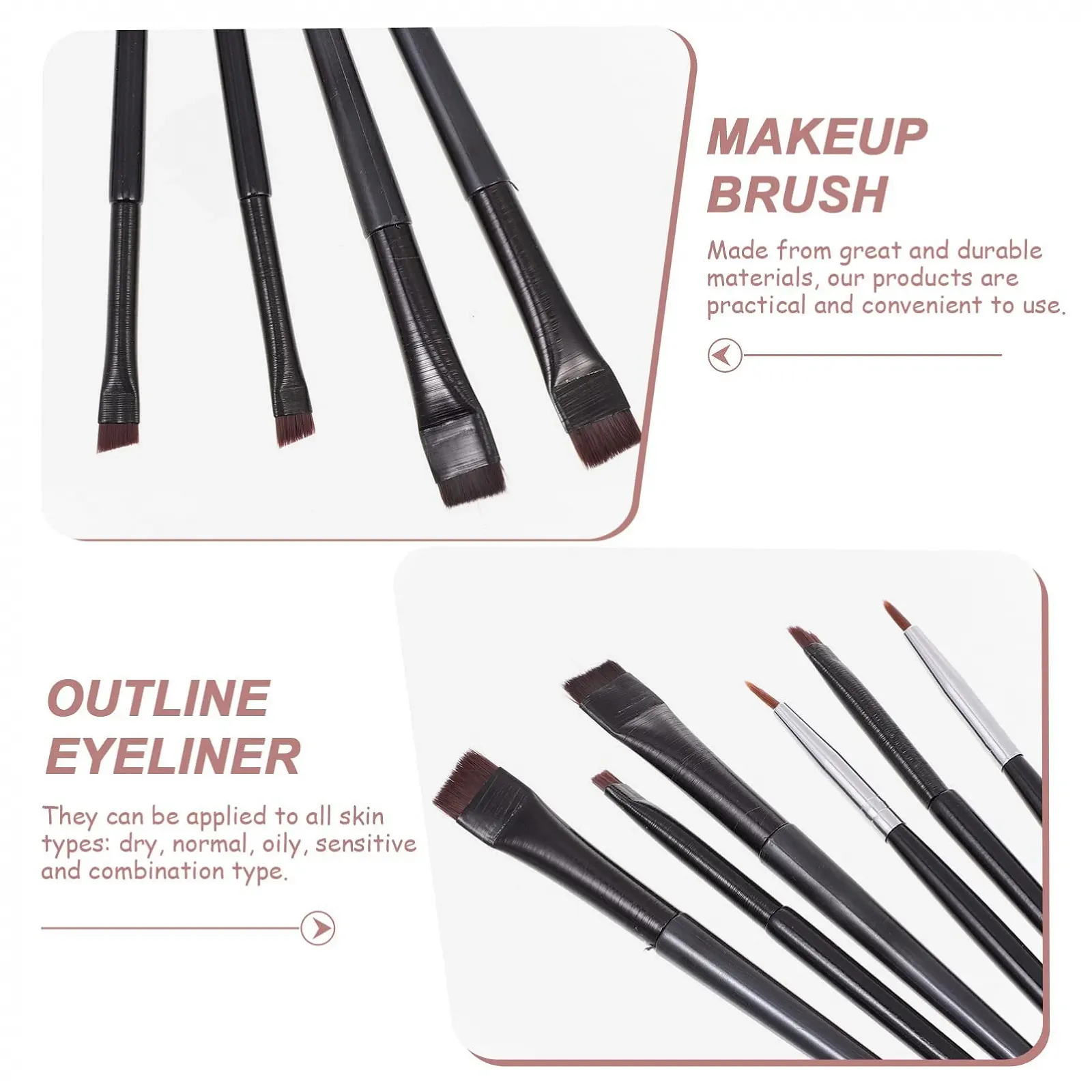 Кисти для подводки Beavorty, 6 шт, Кисти для макияжа, практичная Кисти для подводки, палочки для подводки, инструмент для макияжа глаз, Кисти для макияжа глаз, Кисти из искусственного волокна для девочек с двойным назначением, тонкий кончик, фото №6