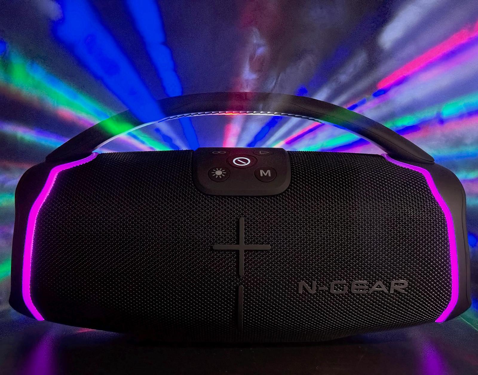 Bluetooth Speaker N-Gear NRG 200 з підсвіткою та ручкою для перенесення, 200 Вт, USB або AUX підключення з 2 телефонами, до 8 годин музики, портативна IPX5, фото №6