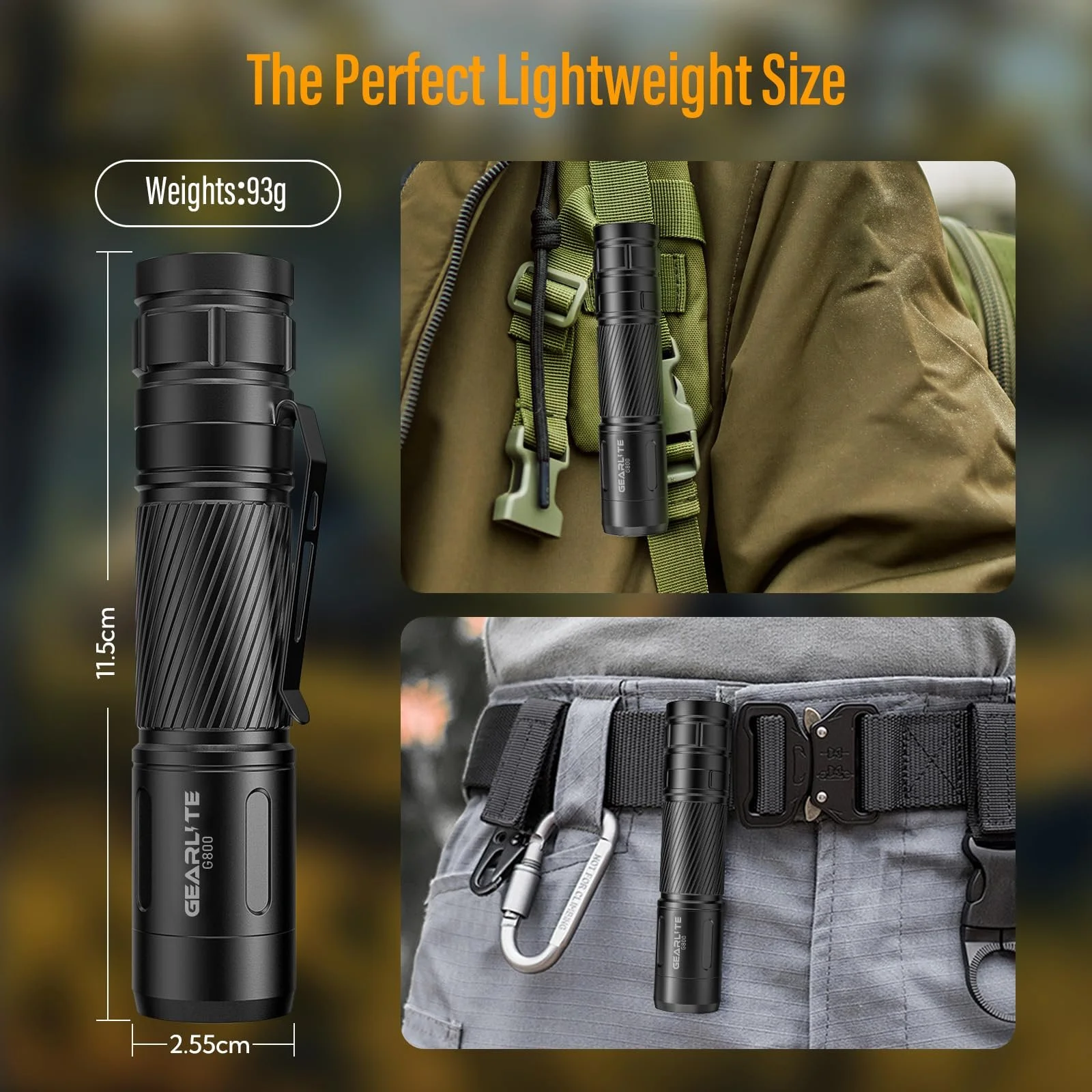 Світлодіодний ліхтар GEARLITE G800, що перезаряджається, надзвичайно яскравий, з можливістю масштабування, 2000 люмен, фото №4