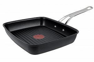 Сковорода-гриль Tefal Jamie Oliver Cooks Classic 23 x 27 см, литий алюміній, покриття Titanium 3x, глибина Thermal Signal, для всіх типів плит, індукційна, чорна - Фото 1
