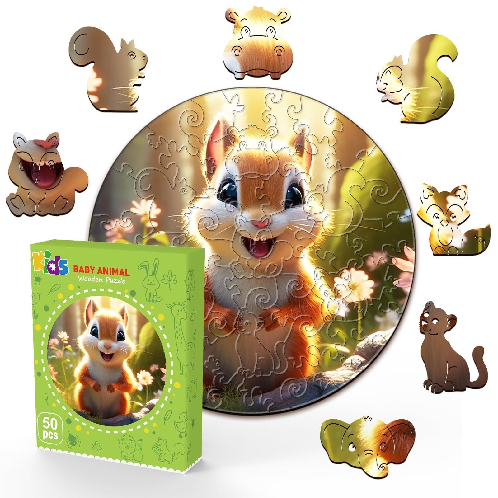 Дерев'яний пазл Cute Squirrel 50 деталей 29 x 29 см, фото №5 Дерев'яний пазл Cute Squirrel 50 деталей 29 x 29 см, фото №5