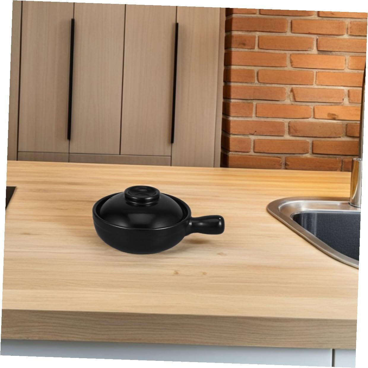 Горшок Donabe Керамический с крышкой Черный термостойкий равномерный нагрев, фото №5