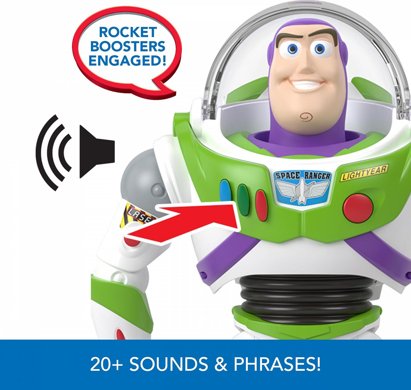 Ігрова Фігурка Mattel Disney and Pixar Toy Story Базз Лайтер 30,5 см з ракетою та 20+ звуками, Rocket Rescue Pack Buzz Pack, HTR73, різнокольоровий, фото №4