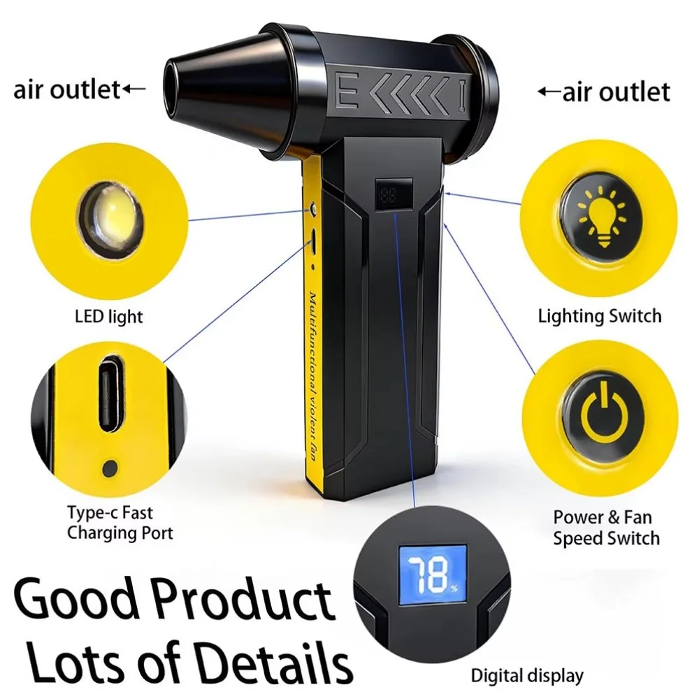 Портативний турбовентилятор Violent F18 Turbo Jet Fan 150000 RPM Black, фото №3