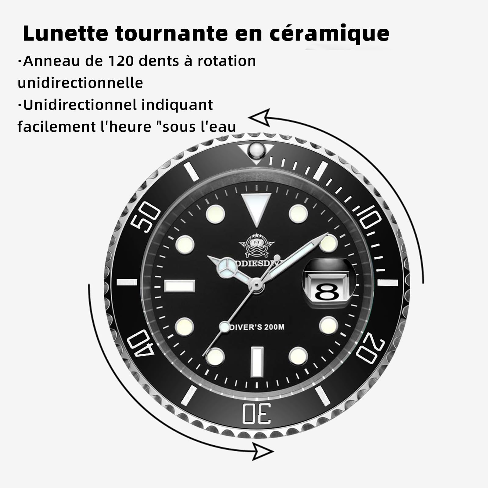 Аналоговий годинник ADDIESDIVE Кварцовий годинник 20bar водонепроникний, фото №2 Аналоговий годинник ADDIESDIVE Кварцовий годинник 20bar водонепроникний, фото №2