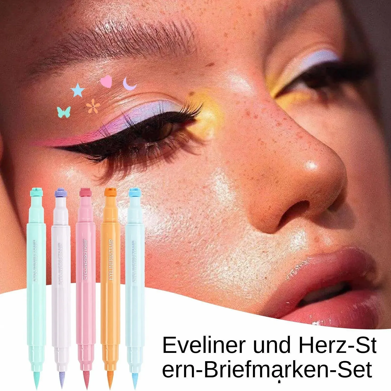 Підводка-штамп рідка Star Eyeliner Stamp, Moon Eyeliner Stamp, Star Moon Heart Flower, кольорова winged,ук двостороння 2 в 1 для макіяжу для фестивалів, фото №2 Підводка-штамп рідка Star Eyeliner Stamp, Moon Eyeliner Stamp, Star Moon Heart Flower, кольорова winged,ук двостороння 2 в 1 для макіяжу для фестивалів, фото №2