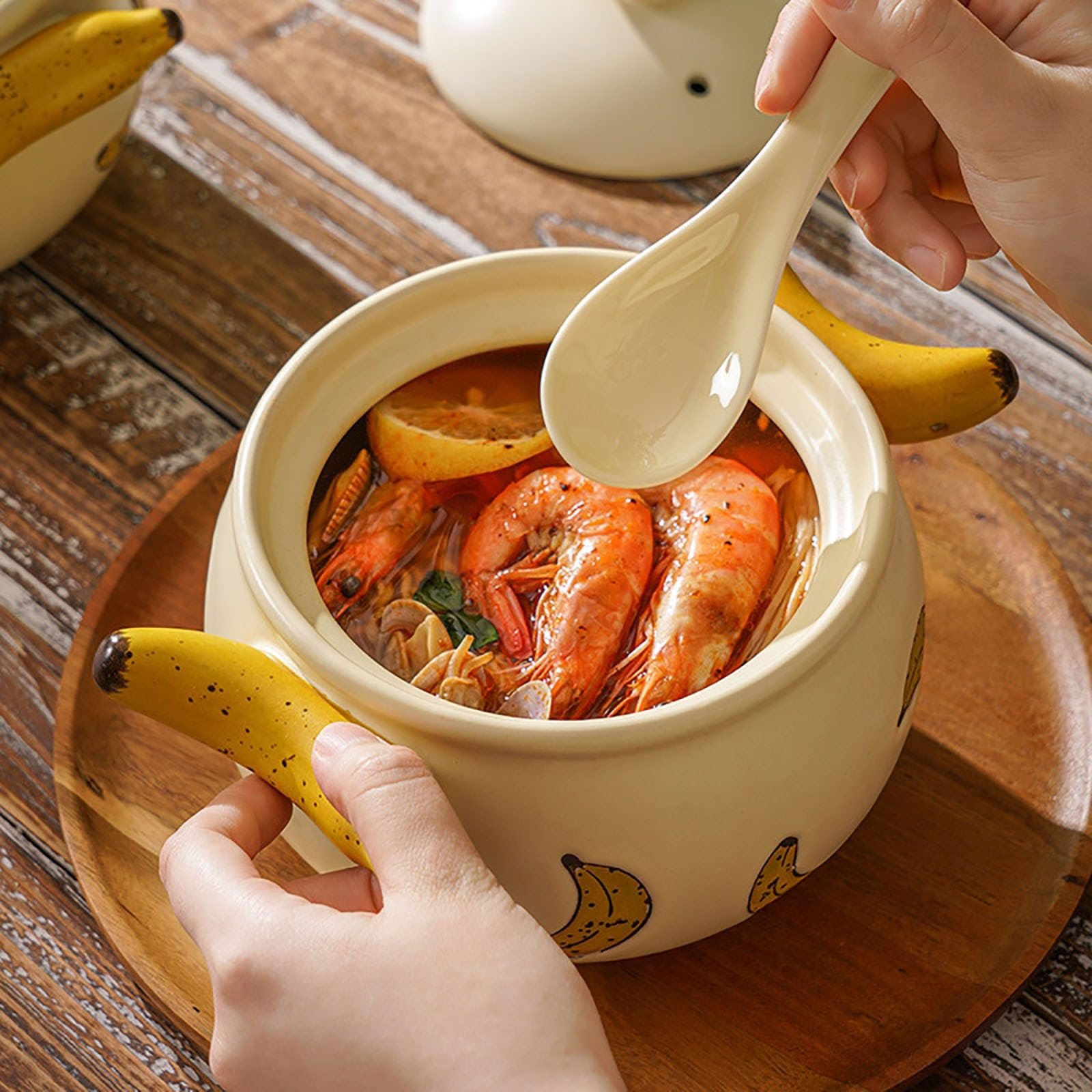 Жаровня Dutch Oven керамічна з кришкою та подвійними ручками Banana Casserole Dish, фото №2
