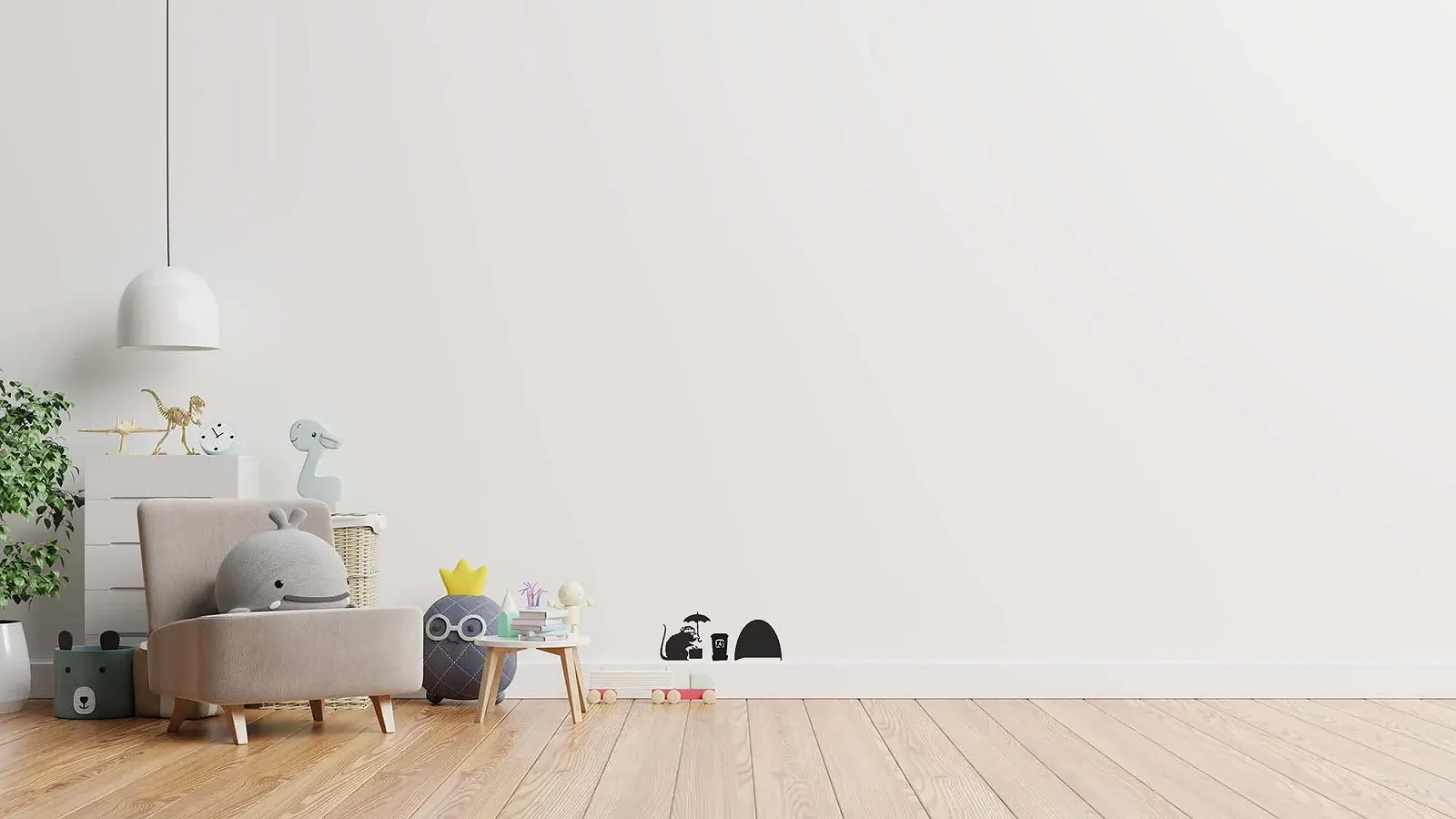 Наклейка на стіну Banksy Rat Mouse Hole Umbrella 19 x 7 см, фото №2