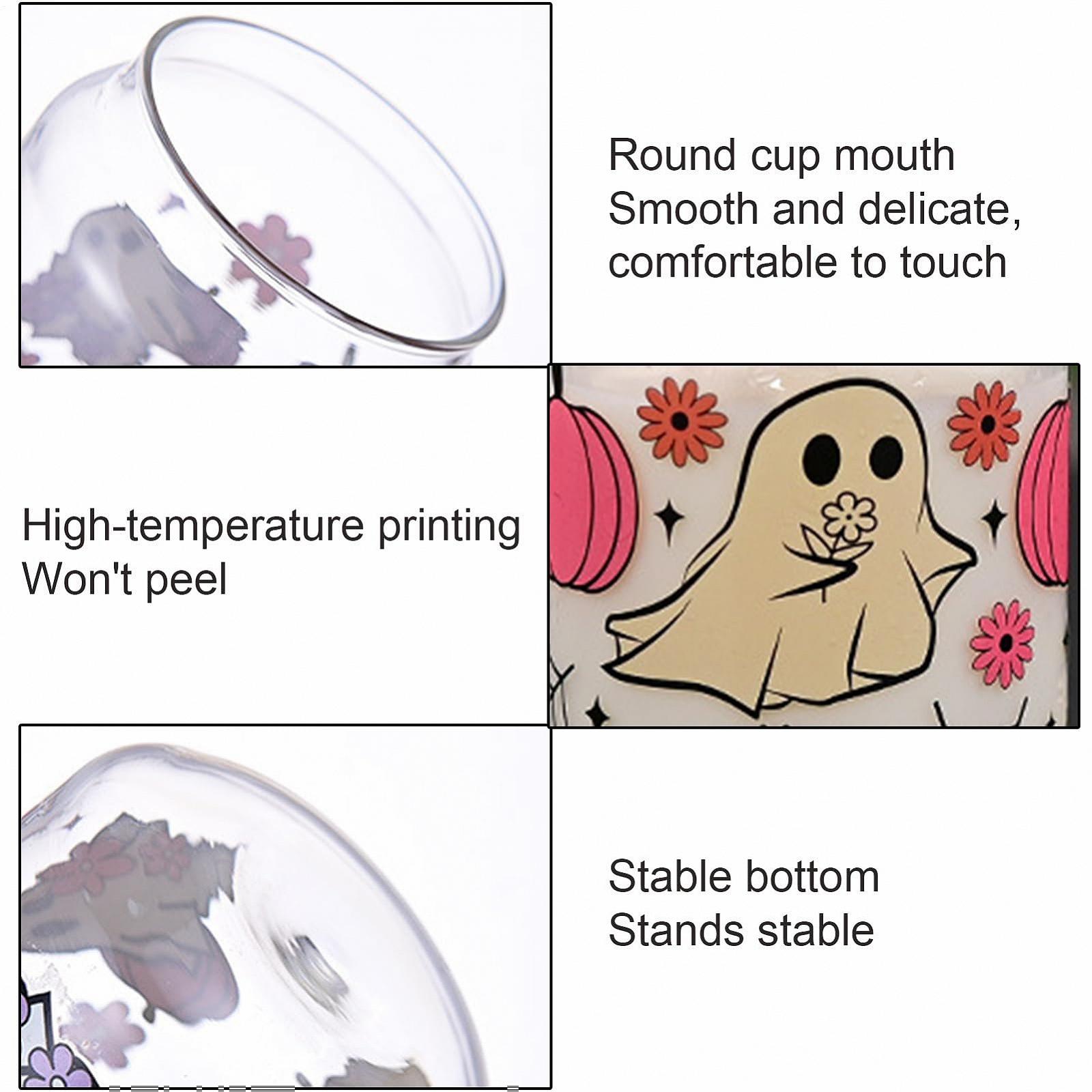 Хэллоуин Кружка с крышками и соломинками для детей K6rbis Geist Glas Eiskaffee Tasse 400 мл Scsse Tumbler с крышкой для подростков детей женщин взрослых Eiskaffee Halloween Party, фото №6