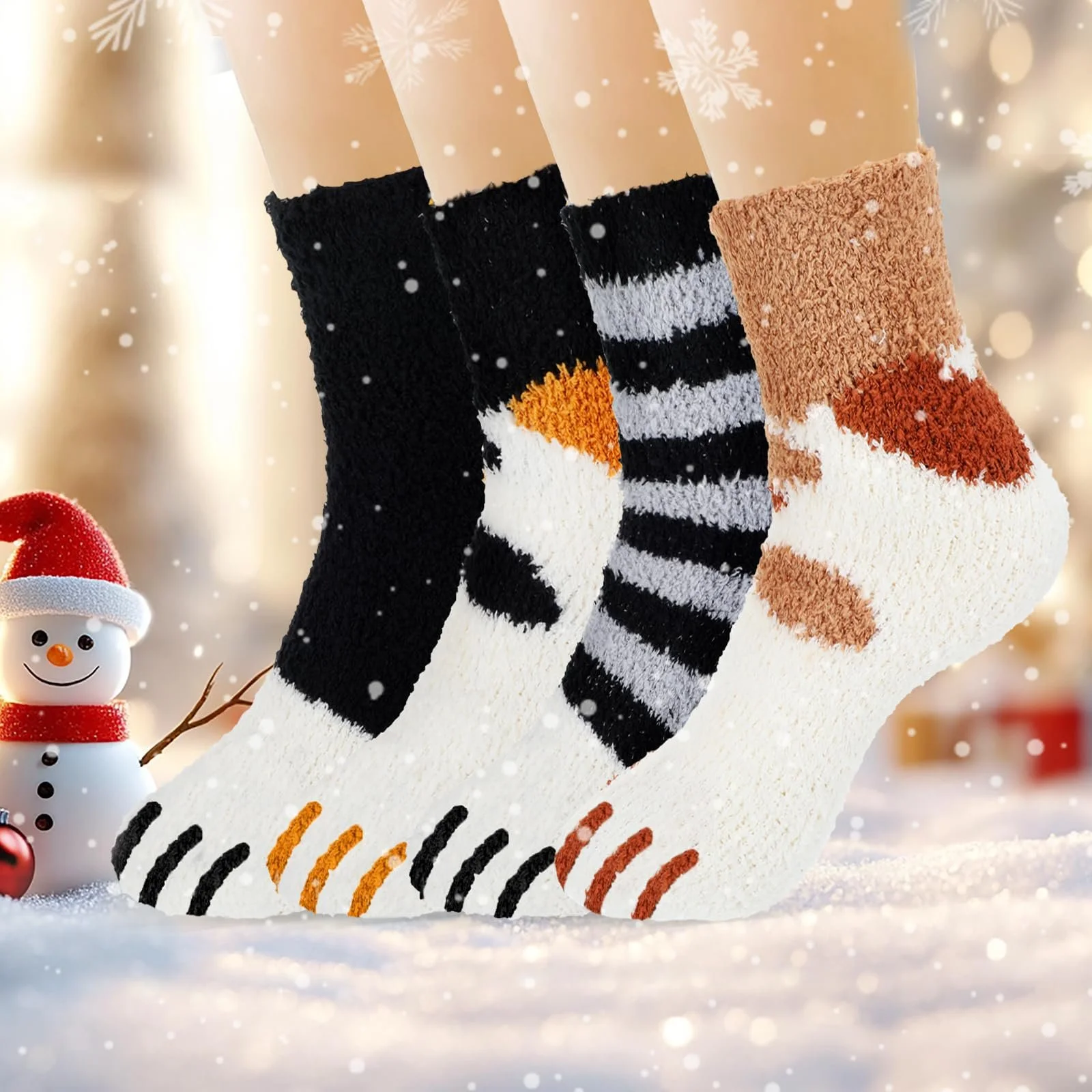 Плюшеві коралові шкарпетки, 4 пари м’яких шкарпеток, фото №7