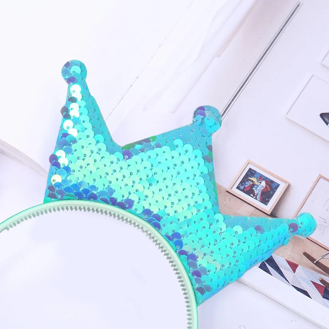 Обруч для дівчат Crown Girls Різдвяний Блискучий Золотий, фото №4