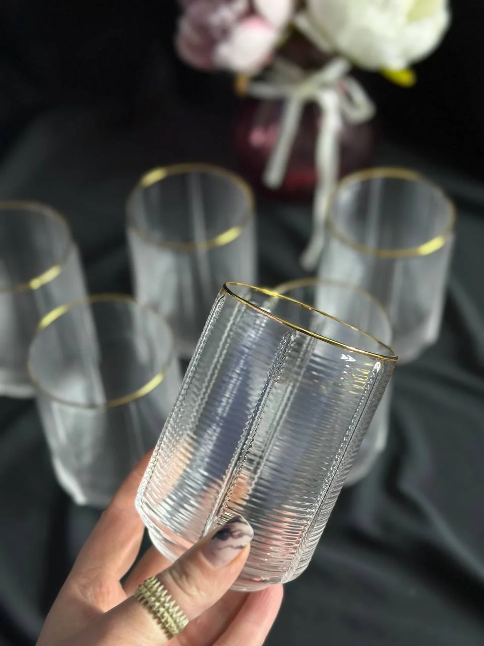 Стакани для води. 6 шт. Золота оконтовка., фото №2