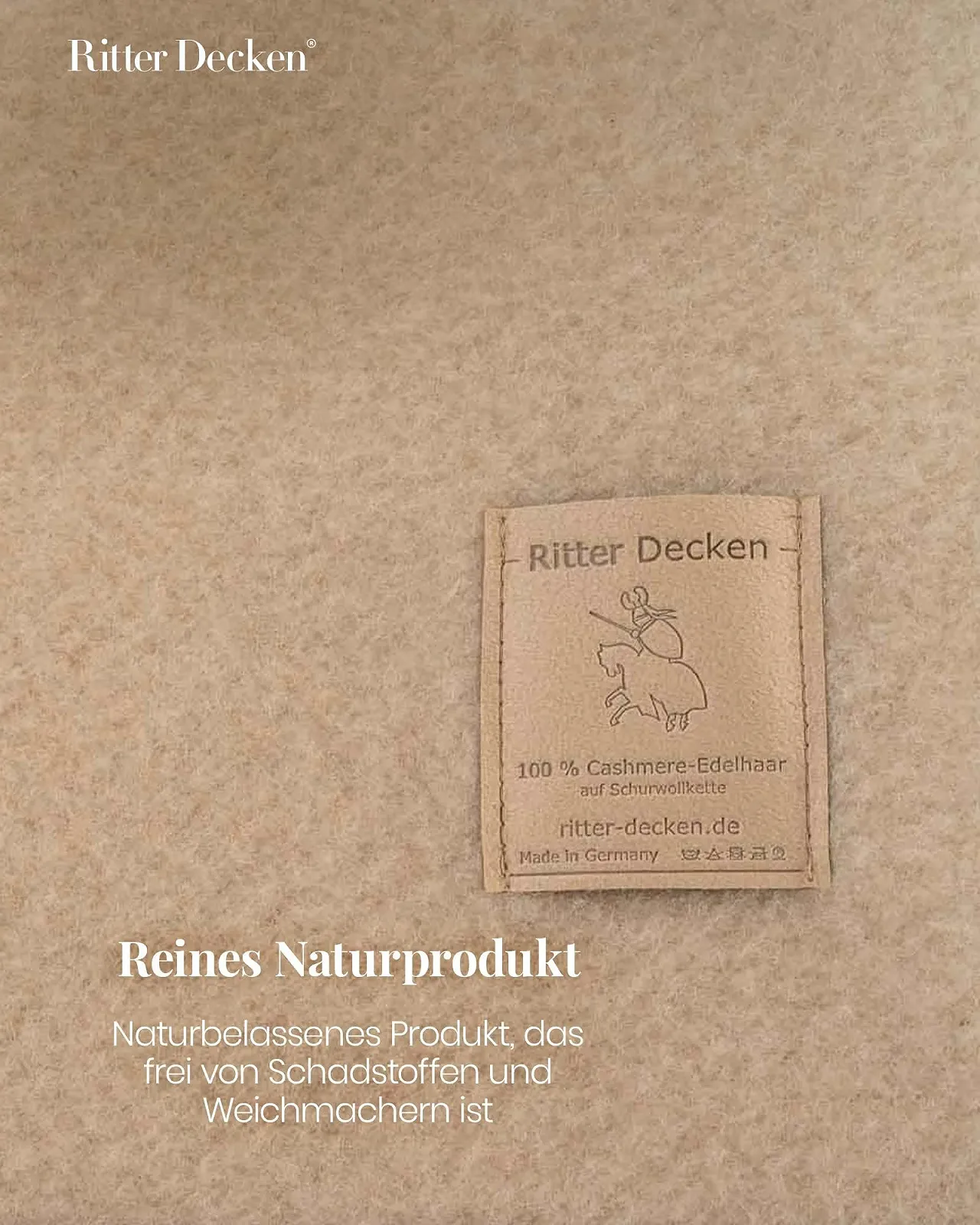 Покривало Ritter Decken Cashmera Кашемір, 150 x 200 см, кремовий, зроблено в Німеччині, фото №5