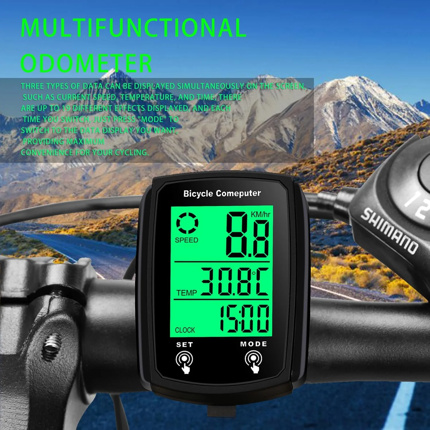 Велокомп’ютер 1 Set Waterproof Touch Screen Speedometer чорний, фото №4