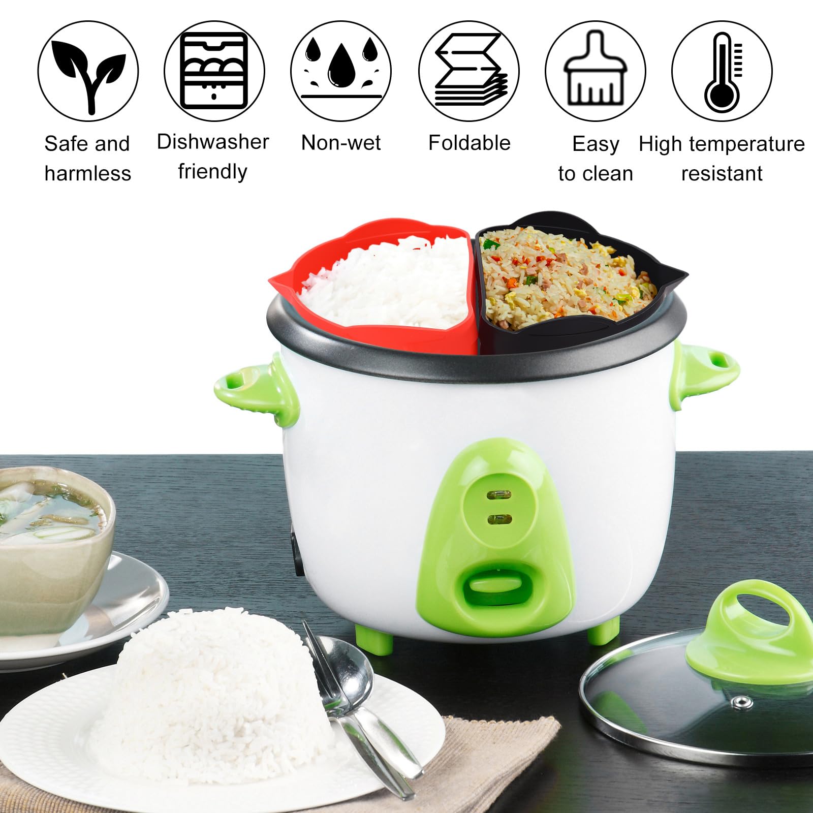 Вставки для медленного приготовления подходят для 6QT до 7QT для мультиварки Crock Pot многоразовая силиконовая вкладка разделитель Crock Pot безопасный для мытья в посудомоечной машине красный + черный, фото №5